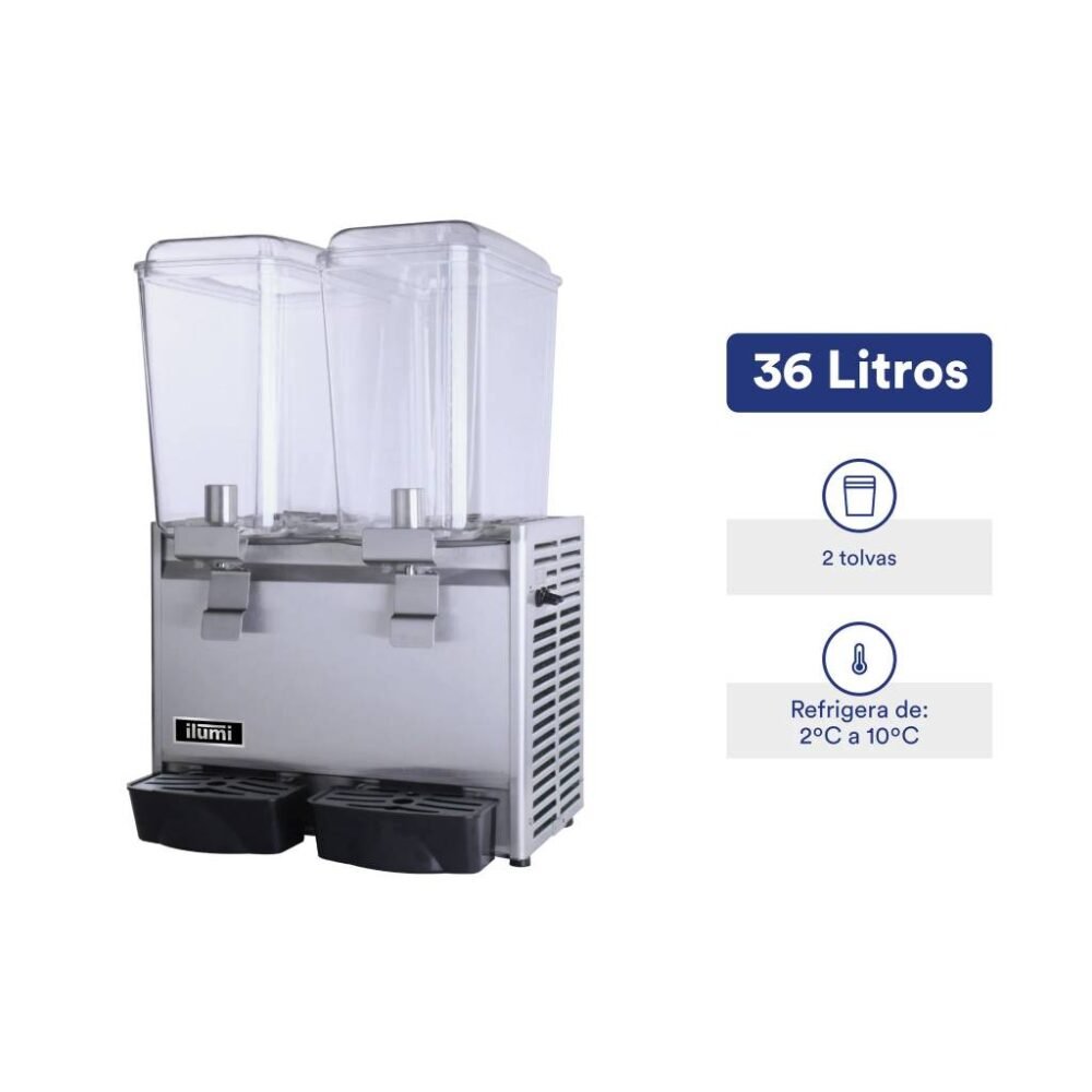 Dispensador de jugos de 36 litros con 2 tolvas DJ-182