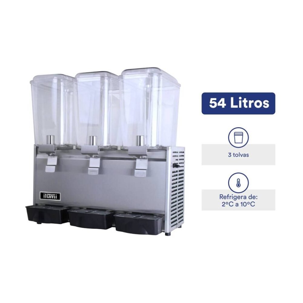 Dispensador de jugos de 54 litros con 3 tolvas DJ-183