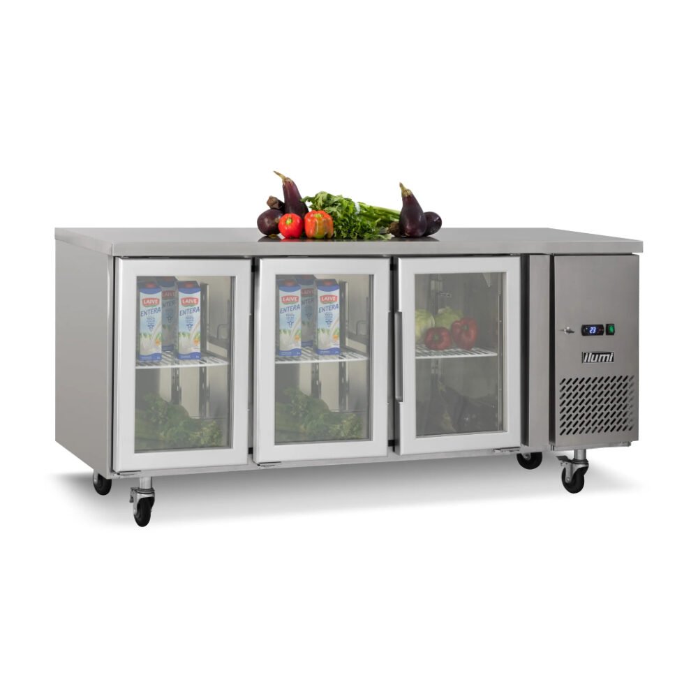 Mesa Refrigerada de 420 Lts con 3 puertas de vidrio